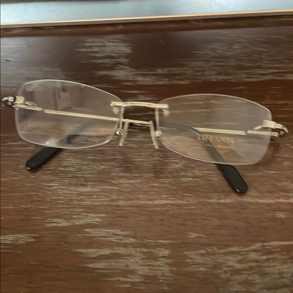 Tiffany Lunettes 23K gold plated T810 C10 silver rimless eyeglasses